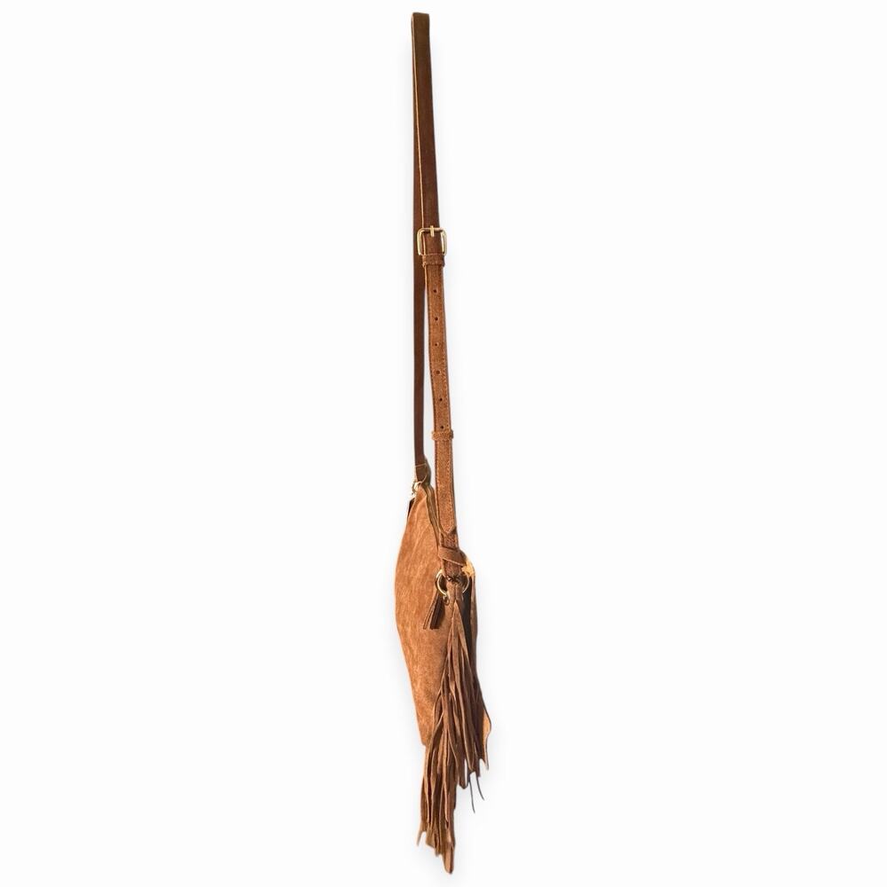 NWT Haute Hippie Suede Fringe Crossbody Bag Brown Boho Western Tassel Purse - Picture 4 of 7
